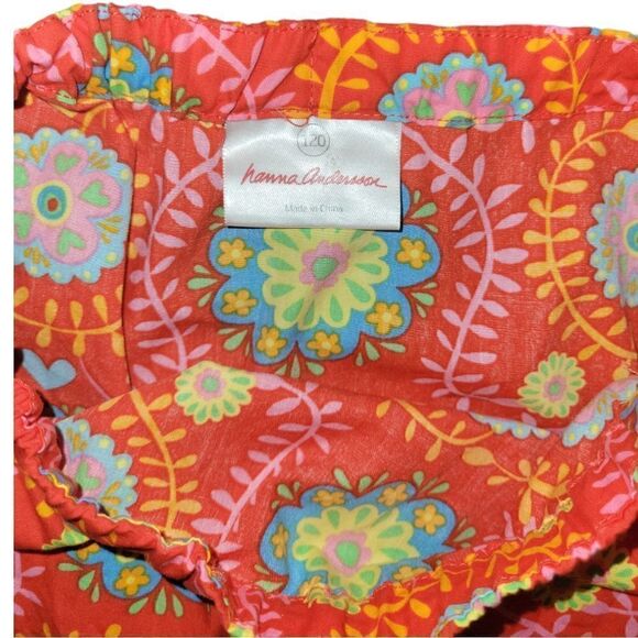 Hanna Andersson Red Pink Floral Ribbon Tie Pillow Case 100% Cotton Dress 120 6/7 - Picture 6 of 10